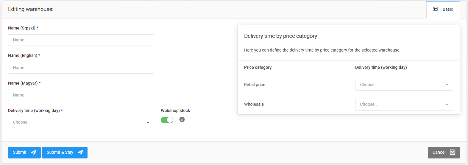 Managing warehouses