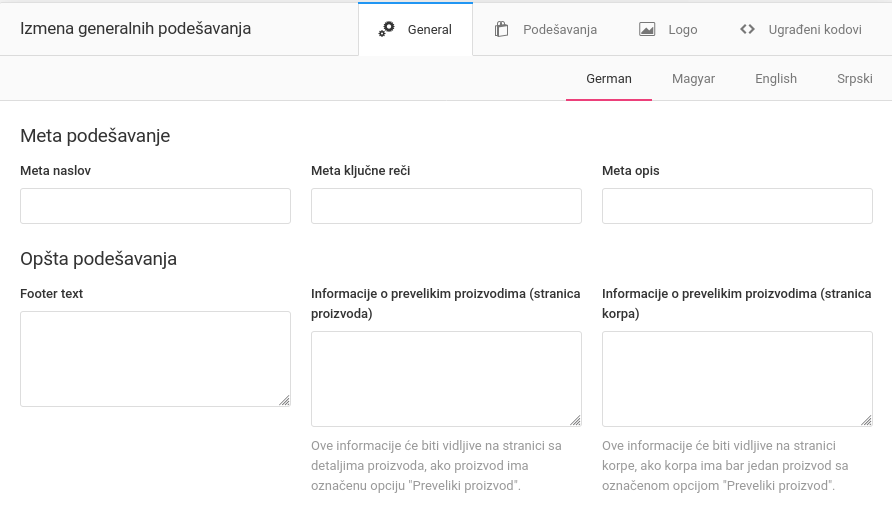 Generalna podešavanja